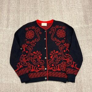 Vintage Pendleton Cardigan Women's Medium Black 1970s Paisley USA Wool